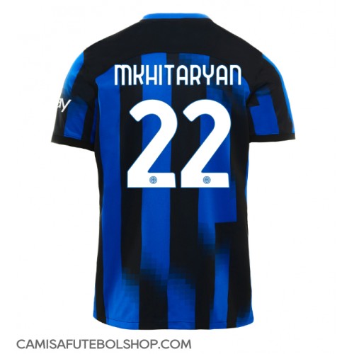 Camisa de time de futebol Inter Milan Henrikh Mkhitaryan #22 Replicas 1º Equipamento 2023-24 Manga Curta